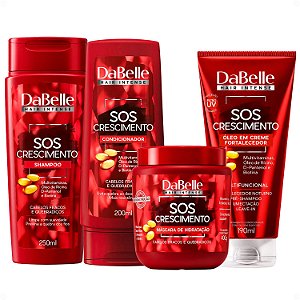 Kit DaBelle Sos Crescimento: Shampoo 250ml e Condicionador 200ml + Máscara de Hidratação 400g, Óleo em Creme