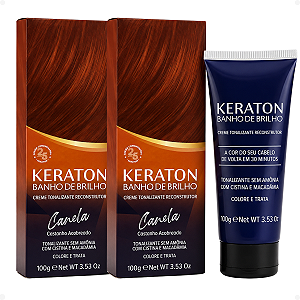 Kit Kert Keraton: 2 Tonalizantes Banho de Brilho Vegan Canela Castanho Acobreado 100g