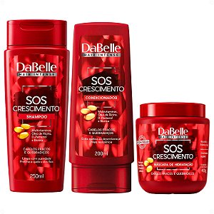 Kit DaBelle Sos Crescimento: Shampoo 250ml e Condicionador 200ml + Máscara de Hidratação 400g