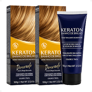 Kit Kert Keraton: 2 Tonalizantes Banho de Brilho Vegan Louro Bege Dourado 100g