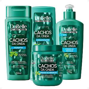 Kit DaBelle Cachos Da Onda: Shampoo 250ml, Condicionador 200ml, Máscara 400g e Creme De Pentear 270g