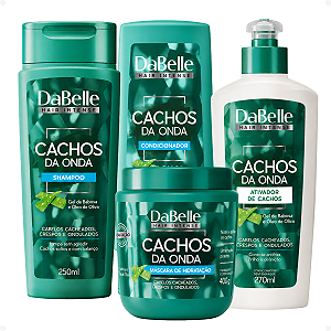 Kit DaBelle Cachos Da Onda: Shampoo 250ml, Condicionador 200ml, Máscara 400g e Ativador de Cachos 270ml