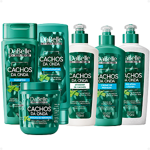 Kit DaBelle Cachos Da Onda: Shampoo 250ml, Condicionador 200ml, Máscara 400g, Creme 270g, Ativador 270ml e Gelatina 270ml