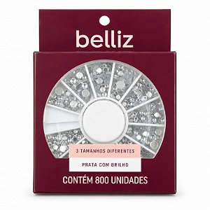 Adereços Para Decoração De Unhas Belliz Prata Com Brilho Com 800 Unidades Cód.: 1299