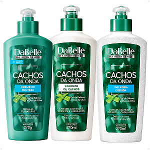 Kit DaBelle Cachos Da Onda: Creme de Pentear 270g, Ativador de Cachos 270ml e Gelatina Líquida 270ml