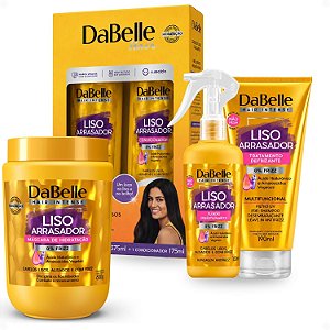 Kit Completo DaBelle Liso Arrasador: Shampoo 375ml e Condicionador 175ml + Máscara 800g e Finalizadores