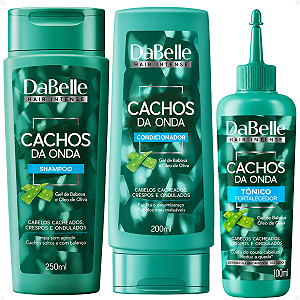 Kit DaBelle Cachos Da Onda: Shampoo 250ml, Condicionador 200ml e Tônico Fortalecedor 100ml