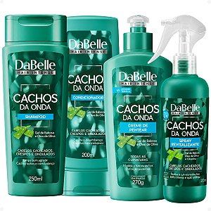 Kit DaBelle Cachos Da Onda: Shampoo 250ml, Condicionador 200ml, Creme de Pentear 270g e Spray Revitalizante 200ml