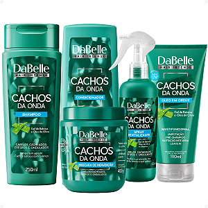 Kit DaBelle Cachos Da Onda: Shampoo 250ml, Condicionador 200ml, Máscara 400g, Spray Revitalizante 200ml e Óleo em creme 190ml
