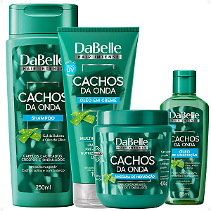 Kit DaBelle Cachos Da Onda: Shampoo 250ml, Máscara 400g, Óleo em Creme 190ml e Óleo de Umectação75ml