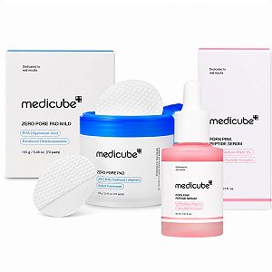 Kit Medicube: Tônico Zero Pore Pad com 70 Discos e Sérum Facial Pdrn Pink Peptide Serum