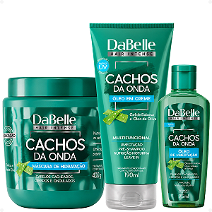 Kit DaBelle Cachos Da Onda:Máscara 400g, Óleo de Umectação 75ml e Óleo em Creme 190ml