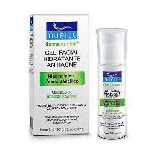 Gel Facial Hidratante Antiacne Nupill Derme Control Niacinamida e Ácido Salicílico 30g