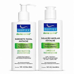 Kit Nupill Derme Control Antiacne: Sabonete Facial 140ml e Solução Micelar 140ml