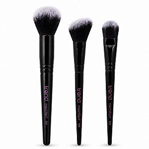 Kit Pincéis Macrilan Trend: Pó, Base e Blush