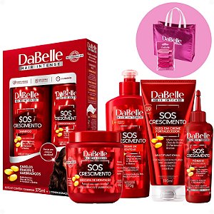 Kit Completo DaBelle Sos Crescimento: Com Shampoo 375ml e Condicionador 175ml, Máscara 400g, Finalizadores + Mimos
