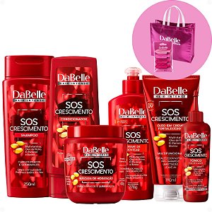 Kit Completo DaBelle Sos Crescimento: Com Shampoo 250ml e Condicionador 200ml, Máscara 400g, Finalizadores + Mimos
