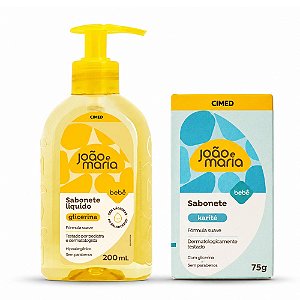 Kit Cimed João e Maria Bebê Glicerina: Sabonete Líquido 200ml e Sabonete Em Barra Karité 75g