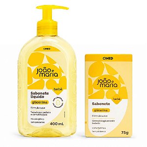 Kit Cimed João e Maria Baby Glicerina: Sabonete Líquido 400ml e Sabonete Em Barra 75g