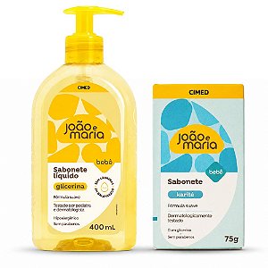 Kit Cimed João e Maria Baby Glicerina: Sabonete Líquido 400ml e Sabonete Em Barra Karité 75g