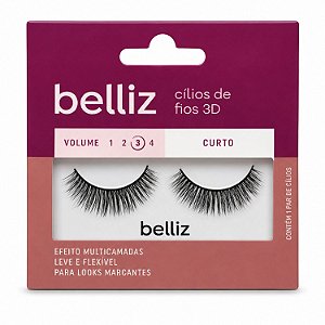 Cílios Postiços Belliz Fios 3D Curto Volume 3 -201 COD.2642