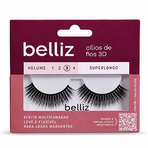 Cilios Postiços Belliz Fios 3D Superlongo Volume 3 Cod.2655