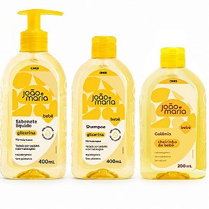 Kit Cimed João e Maria Baby Glicerina: Sabonete Líquido, Shampoo 400ml  e Colônia 200ml