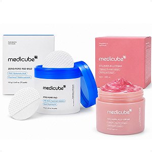 Kit Medicube: Tônico Zero Pore Pad com 70 Discos e Creme Geléia Facial Collagen Jelly Cream 50ml