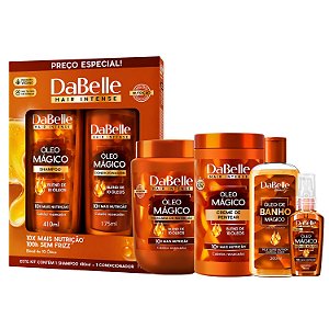 Kit DaBelle Óleo Mágico Blend 10 Óleos: Shampoo 410ml e Condicionador 175ml + Sabonete Líquido, Máscara 800g e Finalizadores
