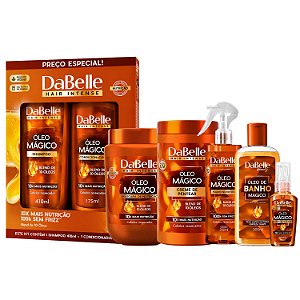 Kit Completo DaBelle Óleo Mágico Blend 10 Óleos: Com Shampoo 410ml e Condicionador 175ml + Sabonete Líquido, Máscara 800g e Finalizadores