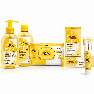 Kit Cimed João e Maria Baby: Sabonete Líquido 200ml, Óleo De Massagem 200ml, Lenço 90un, Sabonete Em Barra 75g e Creme Preventivo Para Assaduras 40g