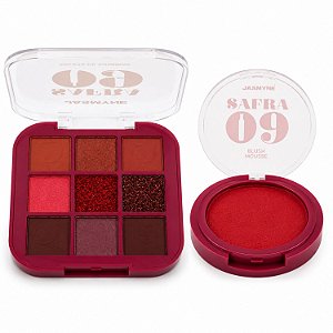 Kit Jasmyne Safra 09: Paleta De Sombras E Blush Vermelho Tinto