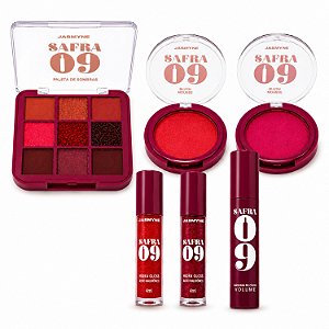 Kit Completo Jasmyne Safra 09: Com 6 Produtos Para Olhos, Boca e Rosto