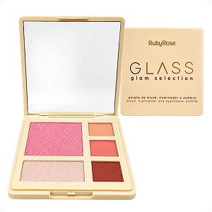 Paleta De Blush, Iluminador e Sombra Ruby Rose Glass Glam Selection Honor Hb-m1006-1