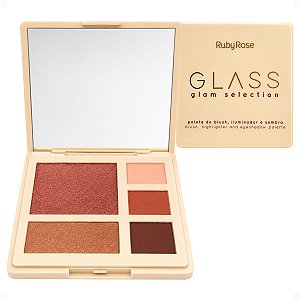 Paleta De Blush, Iluminador e Sombra Ruby Rose Glass Glam Selection Reverence Hb-m1006-3