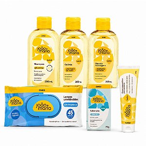 Kit Cimed João e Maria Baby: Shampoo, Óleo, Colonia 200ml, Lenço Recém-nascido 45un e Creme Para Assaduras 40g