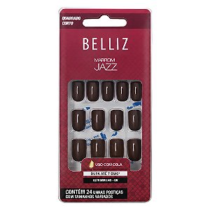 Unhas Postiças Belliz Marrom Jazz Quadrado Curto Cód.:2294