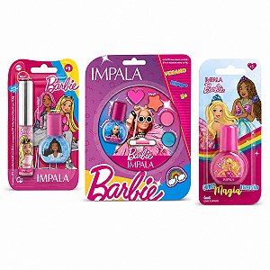 Kit Infantil Impala Barbie: Maquiagem + Esmaltes e Gloss Labial