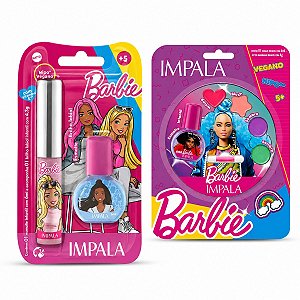 Kit Infantil Impala Barbie: Maquiagem Com Aplicador, 2 Esmaltes e Gloss Labial