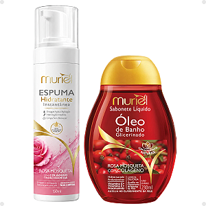 Kit Muriel Rosa Mosqueta: Espuma Hidratante 150ml e Sabonete Líquido 230ml