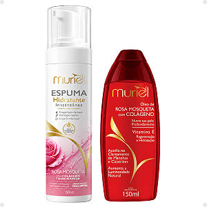 Kit Muriel Rosa Mosqueta: Espuma Hidratante 150ml e Óleo Corporal 150ml