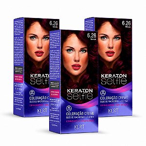 Kit  Kert Keraton Selfie: 3 Coloração Creme 6.26 Marsala