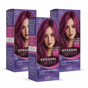 Kit Kert Keraton Selfie: 3 Coloração Creme My Crush Hot Pink