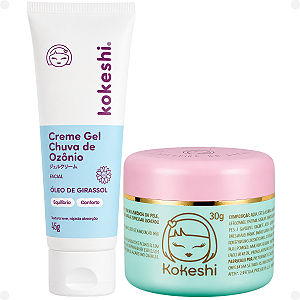 Kit Kokeshi: Creme Gel Chuva de Ozônio 45g e Creme Facial Pele De Porcelana 30g