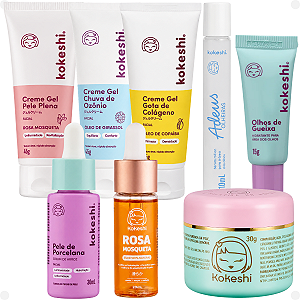 Kit Completo Kokeshi: 5 Cremes Faciais, 2 Séruns e 1 Óleo Natural