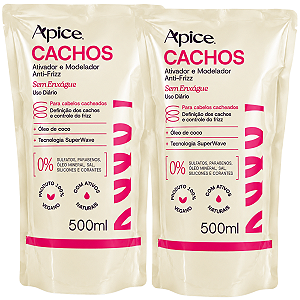 Kit Apice Anti-Frizz :Refil Ativador e Modelador De Cachos C/2 500ml