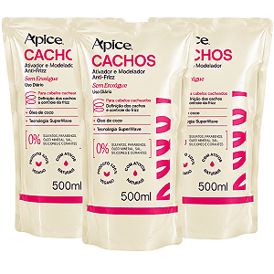 Kit Apice Anti-Frizz :Refil Ativador e Modelador De Cachos C/3 500ml