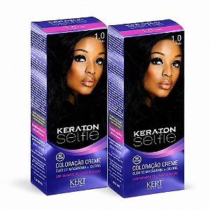 Kit Kert Keraton Selfie: 2 Coloração Creme 1.0 Preto