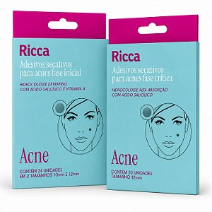Kit Ricca Adesivos Secativos Para Acnes: Fase Inicial e Fase Crítica 20 Unidades Cada