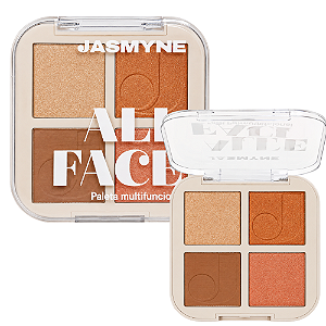 Paleta Multifuncional Jasmyne All Face Blush, Iluminador e Contorno A Ref.: J0156